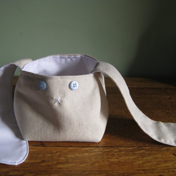 Linen bunny Easter fabric basket