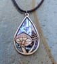 Mushroom pendant with abalone inlay
