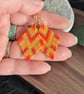 Colourful Geometric Orange and Gold Beadwork Diamond Earrings - Image 5