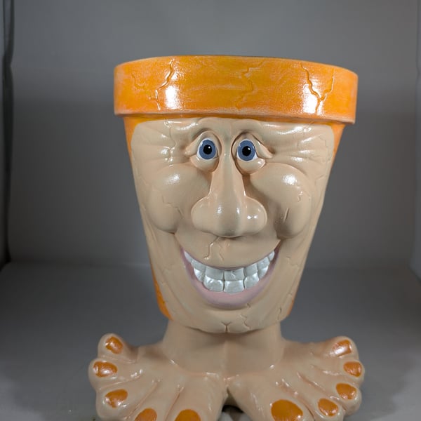 Orange Ceramic Novelty Garden Home Plant Flower Herb Pot Planter Container.