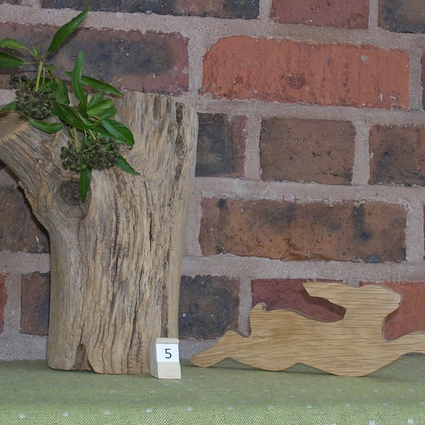 Running Hare in Reclaimed Oak No. 5