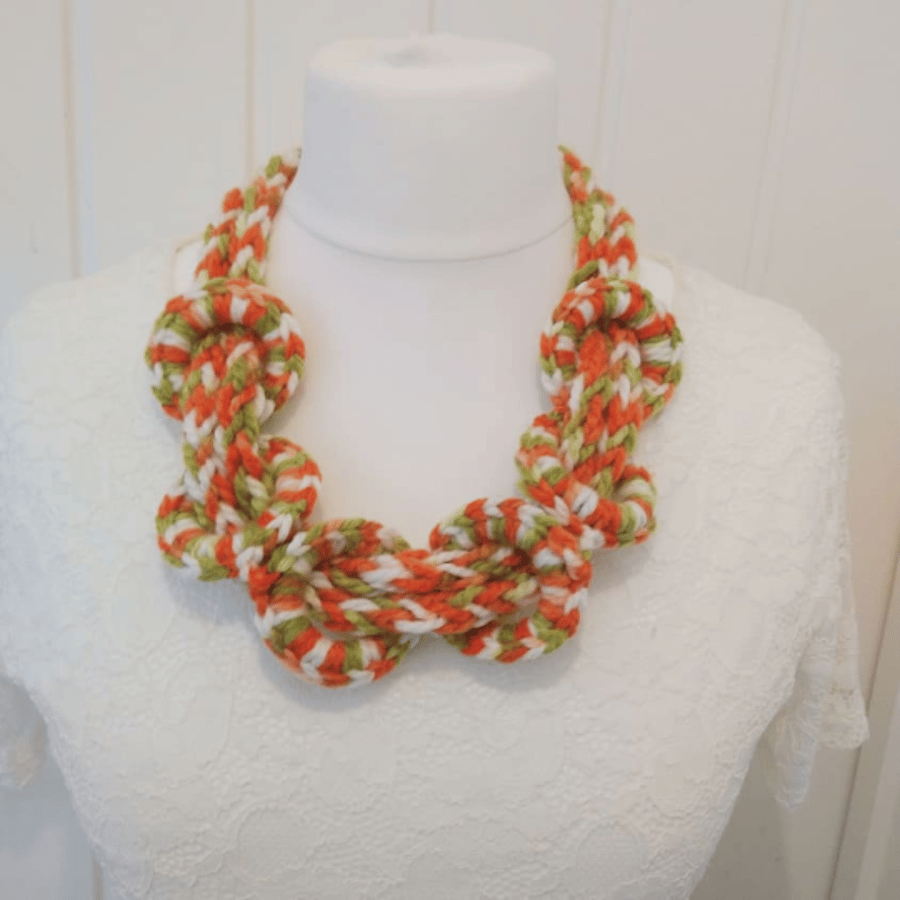 Chunky Rope Crochet Necklace. Statement Necklace. Unique birthday gift