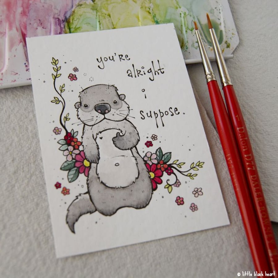 alright otter - original aceo