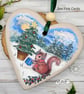 Christmas Heart Decoration - gift, clay ornament, red squirrel, trees, star - Image 5