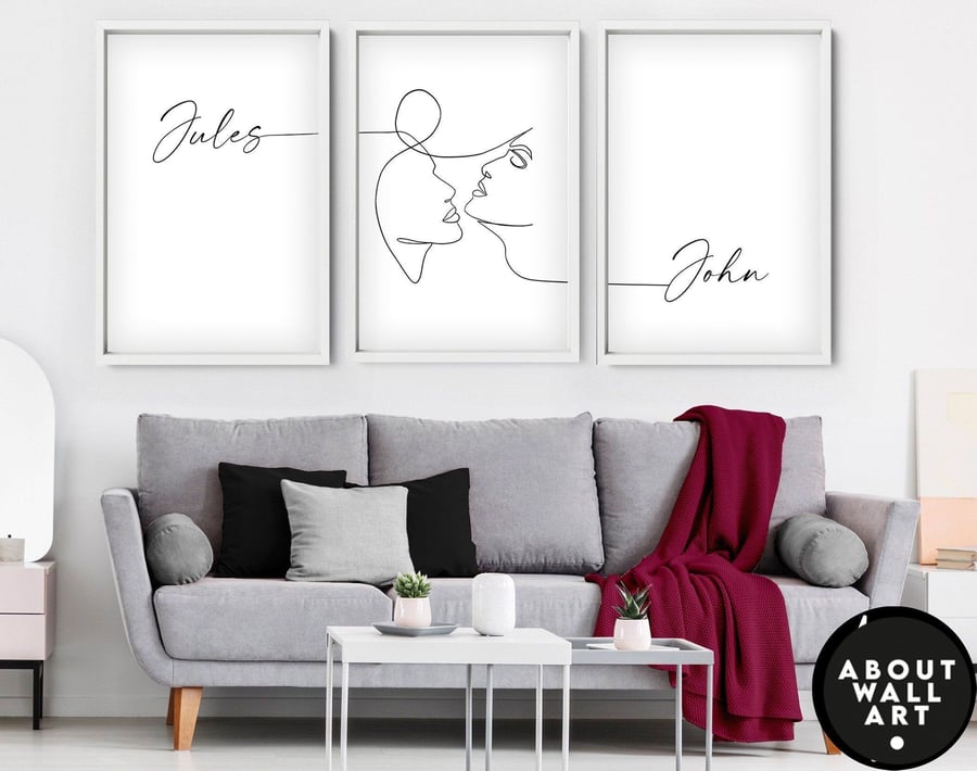 Our First Home 3 Piece Wall Art, Line Drawing, ... - Folksy