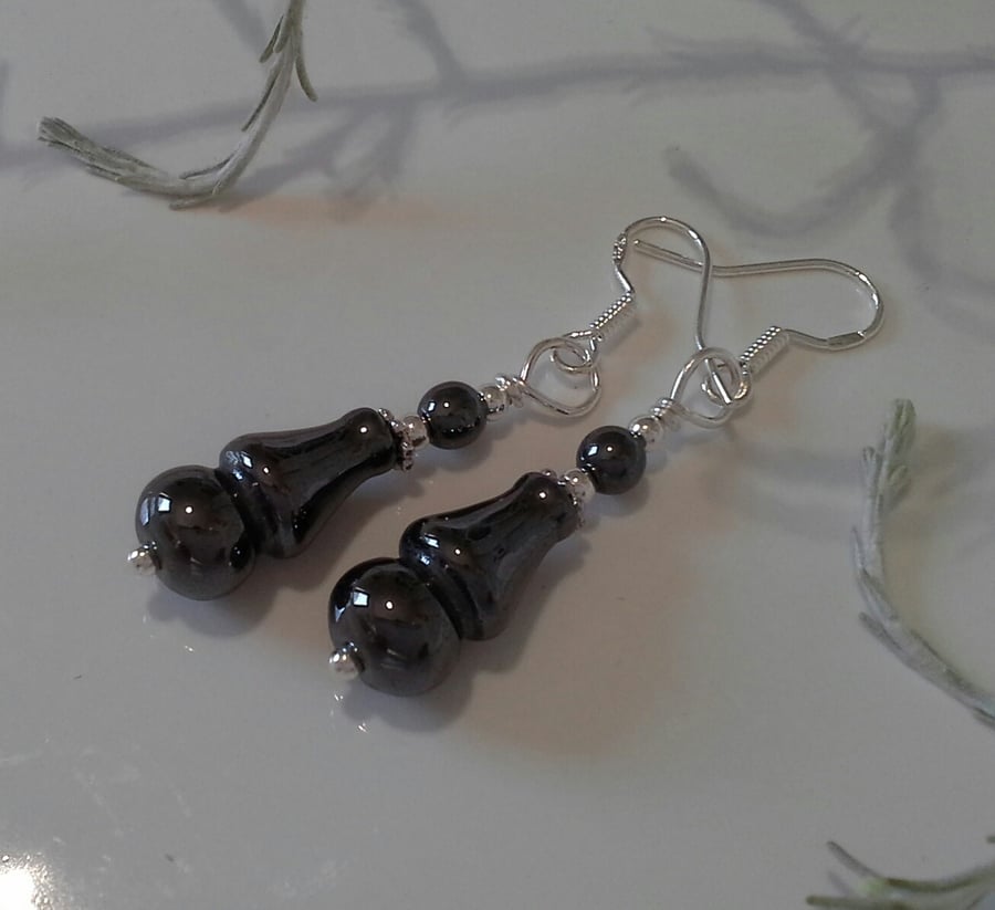 Heamotite Sterling Silver Earring Wires