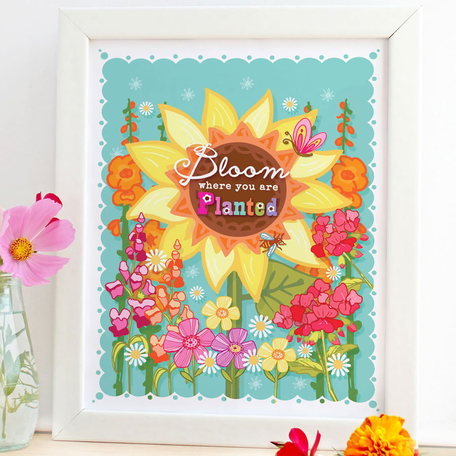 'Bloom Where You Are Planted' 10x8 Framed Print