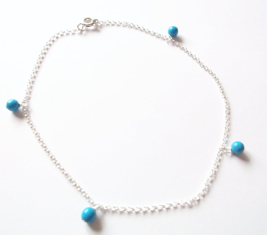 Sterling Silver and Turquoise Anklet 