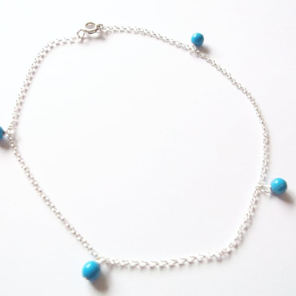 Sterling Silver and Turquoise Anklet 