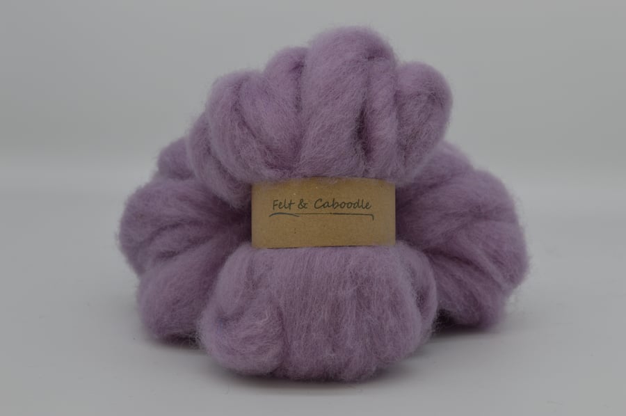 Lavender Carded Corriedale wool fibre