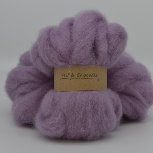 Lavender Carded Corriedale wool fibre