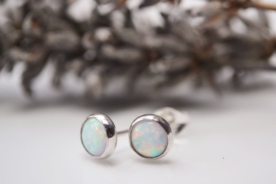 Opal stud earrings