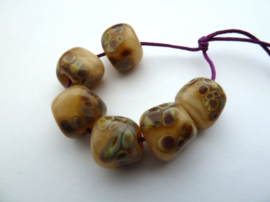 cream nugget lampwork glass beads