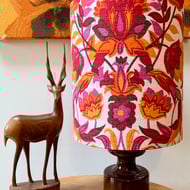 Retro BRIGHT Art Nouveau Pink Orange Floral 60s 70s Vintage Fabric Lampshade