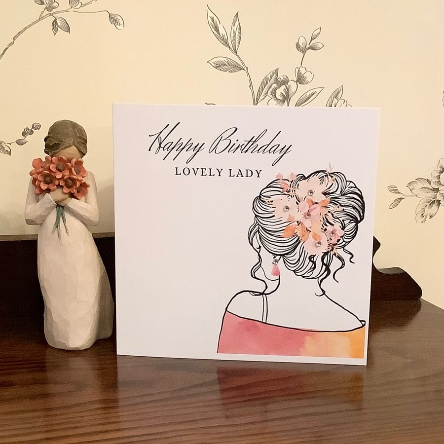 Handrawn and digital art card with sparkles, ready to be personalised