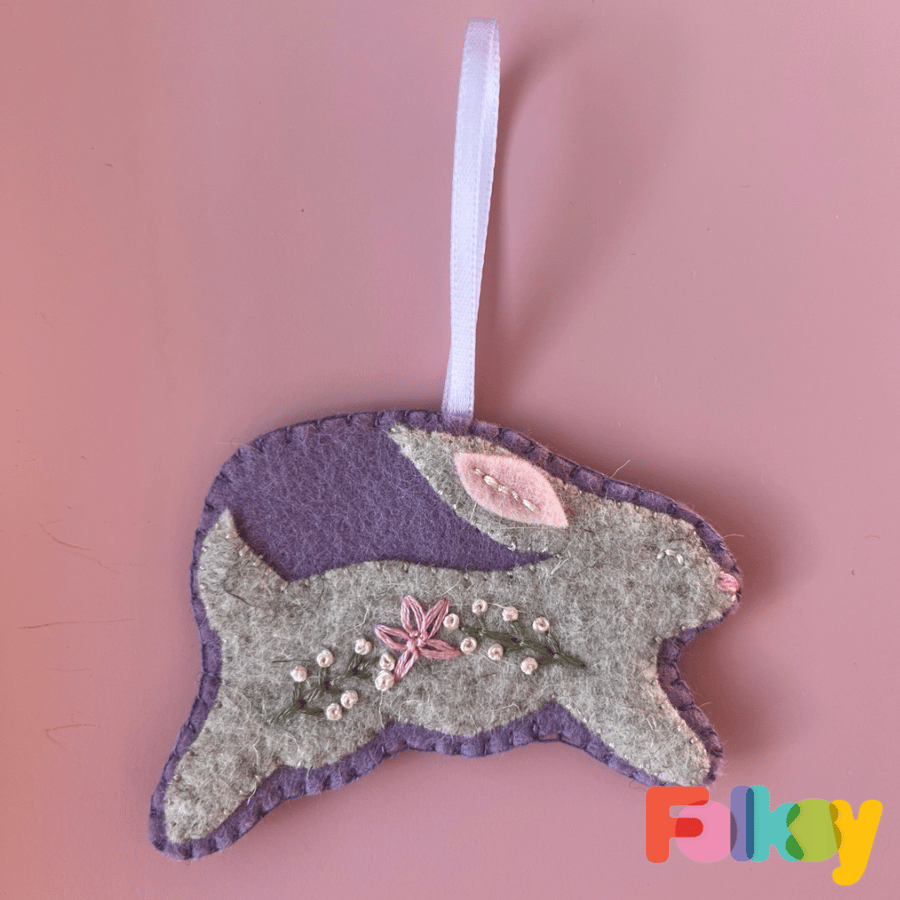 Easter Bunny Appliqué Decoration - Lilac