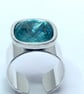 SWAROVSKI ELEMENTS RING silver plated base adjustable - Image 1