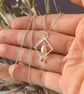 Silver Square & Pearl Pendant on 18" Ball Chain - Handmade - Image 2