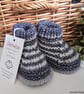 Baby Boy's Hand Knitted 95% Merino Wool Booties 0-3 months size 