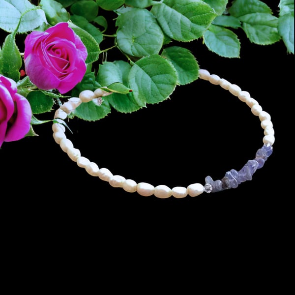  Pearl Bracelet - Tanzanite jewellery - ladies bracelet 