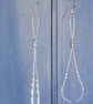 Light blue long dangle earrings with silver chain, beads and seed beads  - Image 2