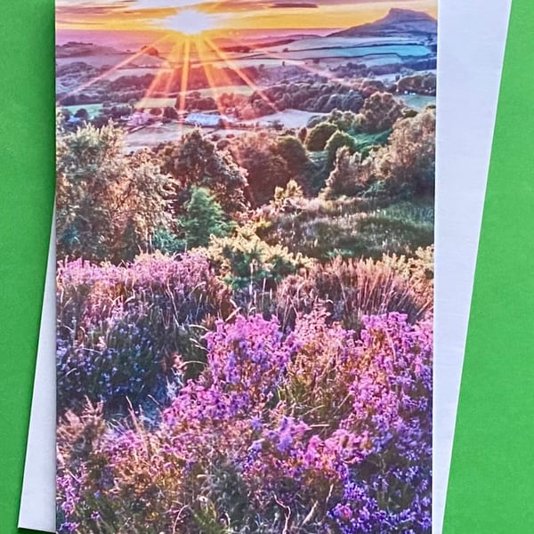 North Yorkshire Moors at Sunrise - Photographic Print Greetings Card