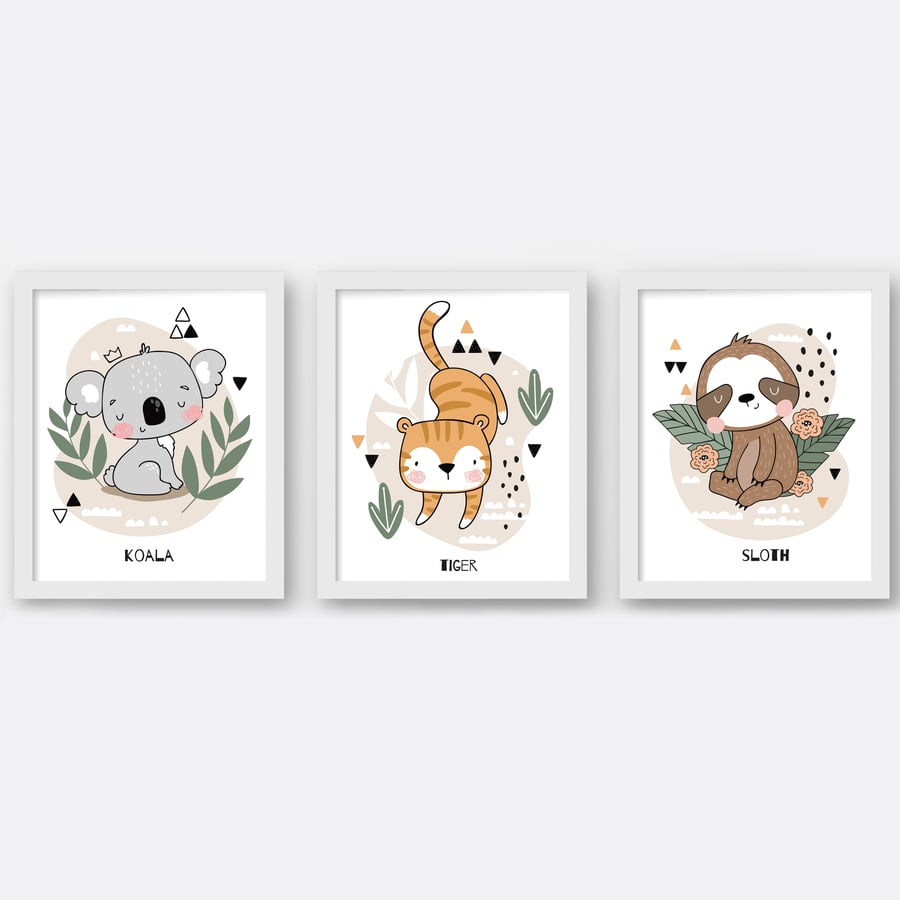 Jungle animals nursery prints, animals wall decor, jungle animals decor