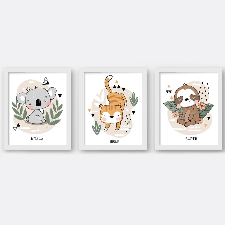 Jungle animals nursery prints, animals wall decor, jungle animals decor