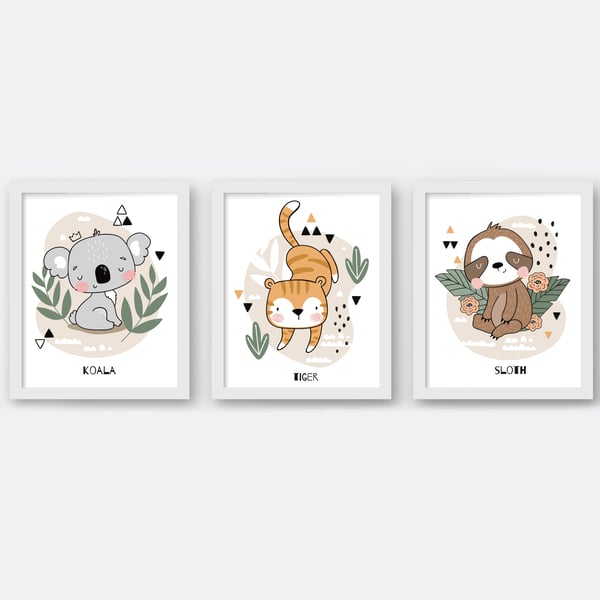 Jungle animals nursery prints, animals wall decor, jungle animals decor