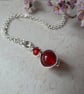 Sterling silver and carnelian pendant, July birthstone necklace in silver - Image 2