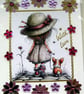 Girl walking Corgi Puppy - Hand Crafted Decoupage Greeting Card - With Love 3196 - Image 2