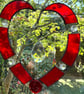 Stained Glass and Wire Heart Suncatcher - Handmade - red - Image 3