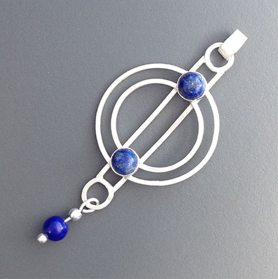 Round Lapis and circles pendant (gifted)