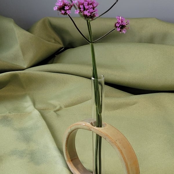 Light green test tube stem vase handmade pottery
