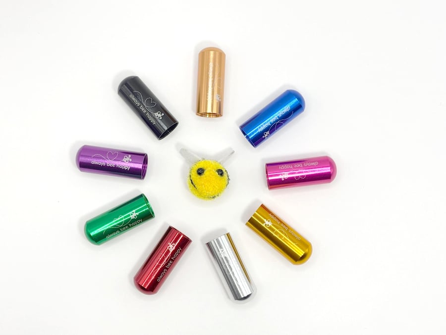 Engraved Bee Revival Kit Keyring: Seed Paper Wrapped, Aluminum, Multiple Colors