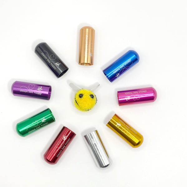 Engraved Bee Revival Kit Keyring: Seed Paper Wrapped, Aluminum, Multiple Colors