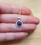 Tiny Amethyst Pendant necklace with studded edge - Image 2