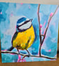 Playful blue tit painting printed card - Image 4