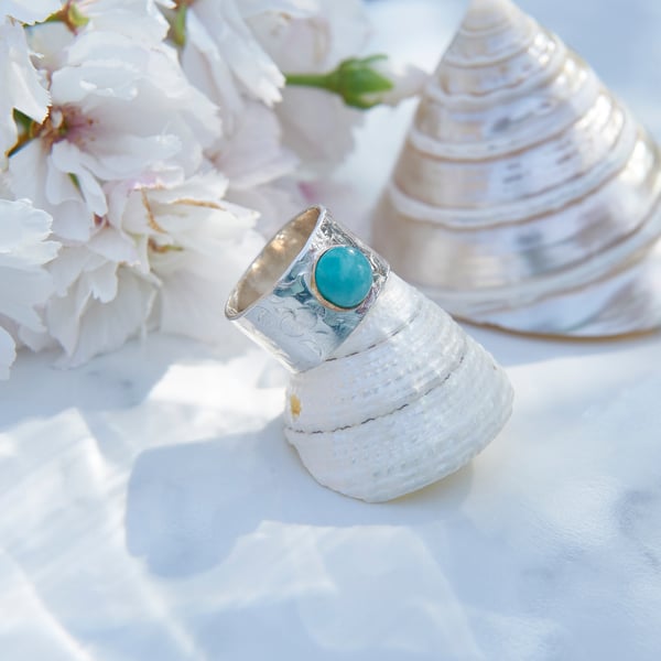   Silver Amazonite Statement Ring