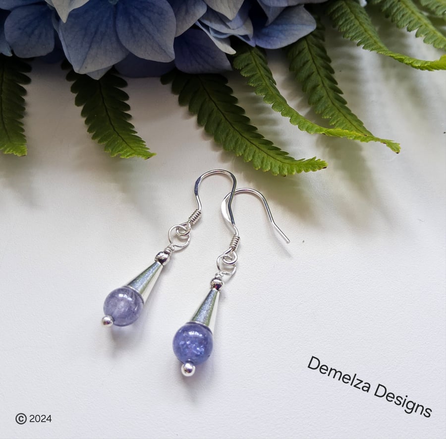 Designer Dainty AA Tanzanite Coned Sterling Silver Earrings 