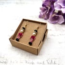 Pink Crystal Nutcracker Drop Earrings - Festive Ballet Christmas Jewellery
