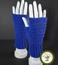 Fingerless Mitts in Royal Blue. Anti-Pilling Yarn. Handmade. Fingerless Gloves.