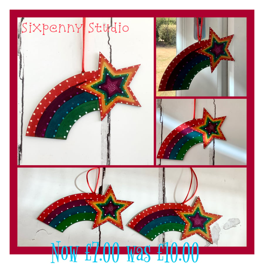 Shooting star rainbow hanging decorations .