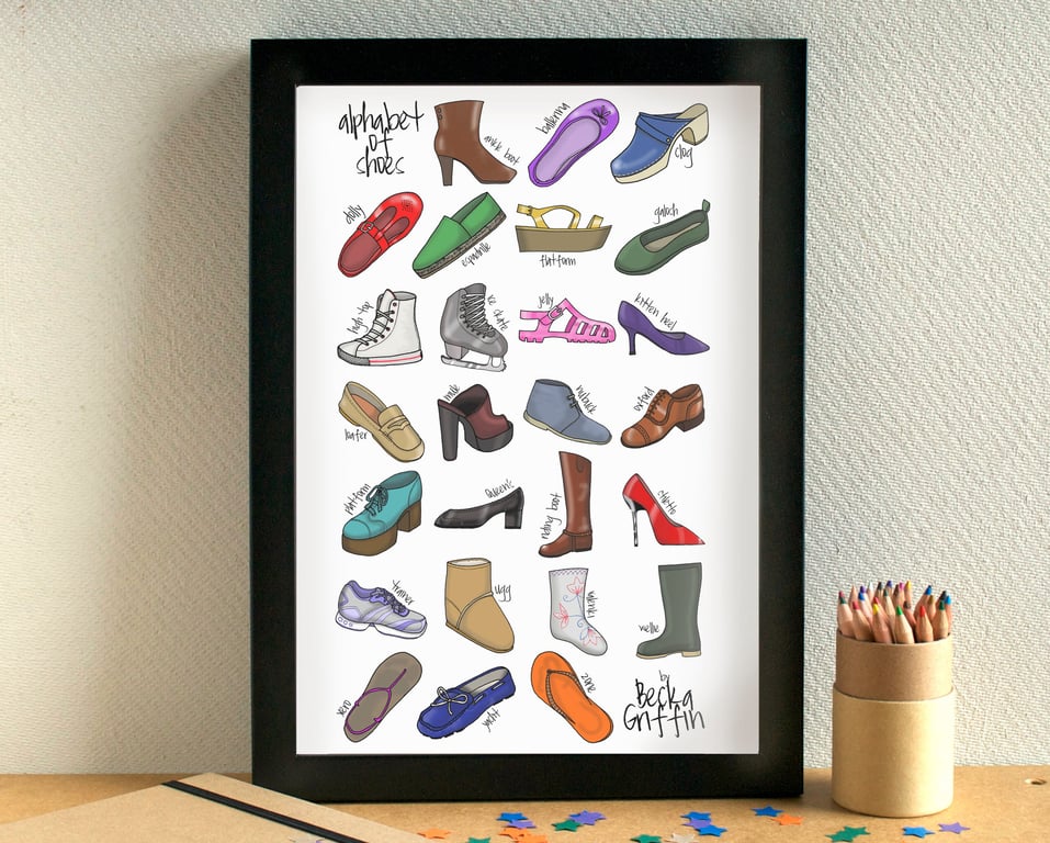 Shoes Alphabet Fashion Art Print
