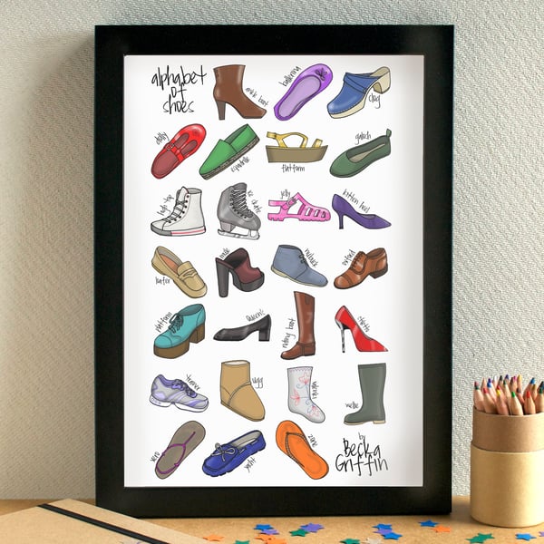 Shoes Alphabet Fashion Art Print