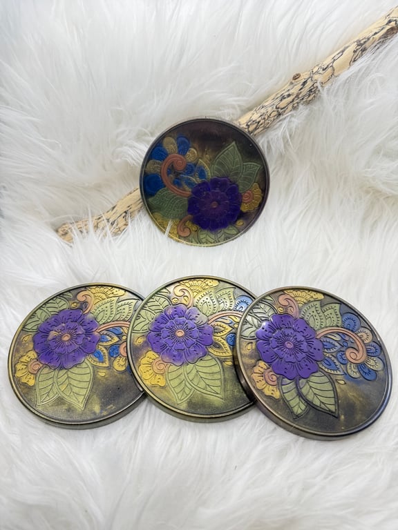 Bohemian style resin coaster set