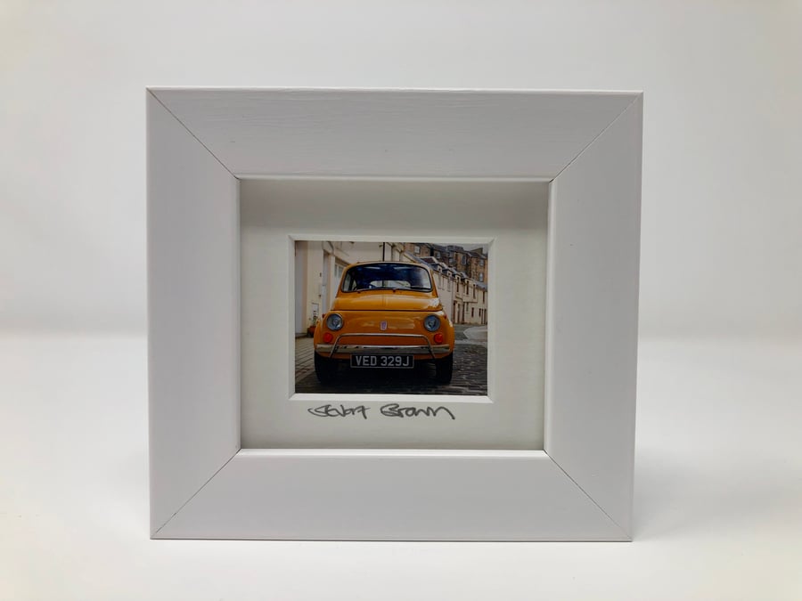 FIAT 500,  GLASGOW mini signed and framed print 