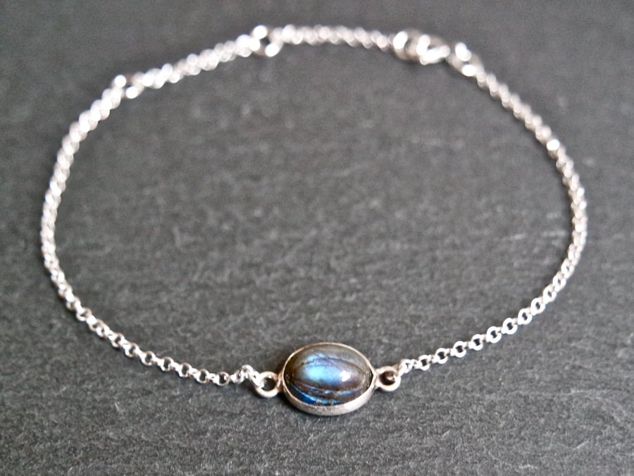 Sterling Silver Labradorite blue Silver Bracelet
