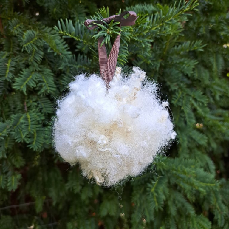  Large White pure wool Christmas baubles pet and children friendly
