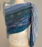 Hand Knitted Asymmetrical Wrap in Blues, Teal and White - Image 5